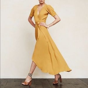 Reformation Rust maxi wrap dress